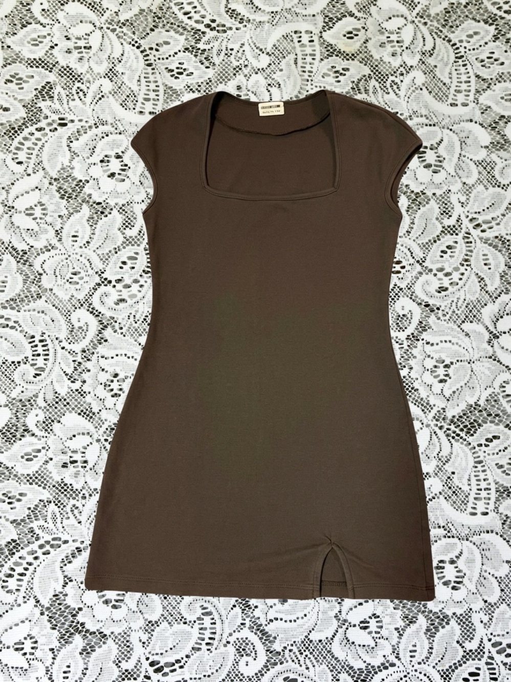 Black Cap Sleeve Square Neck Mini Dress